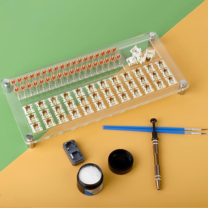 YIMAGUJRX RUNJRX 36 Switches Acrylic Lube Station,Keyboard Switch Grease 0.53oz/15g, Switch Opene for Cherry Kailh Akko TTC, Lube Kit for Mechanical Keyboard