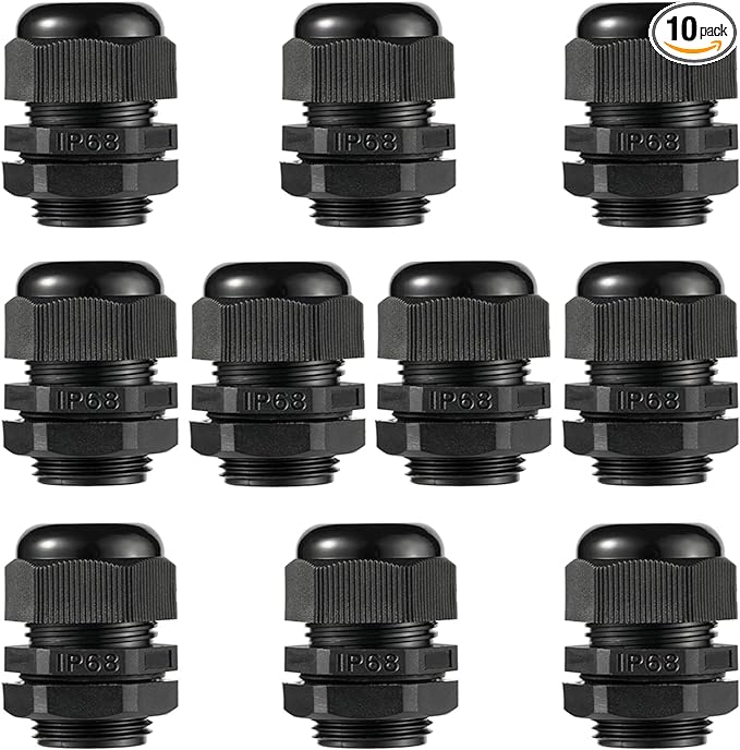 PENGLIN Cable Glands 3/4" NPT Nylon Cable Connector, Strain Relief Cord Connector, IP68 Waterproof Adjustable Locknut(3/4 Inch (10-Pack))