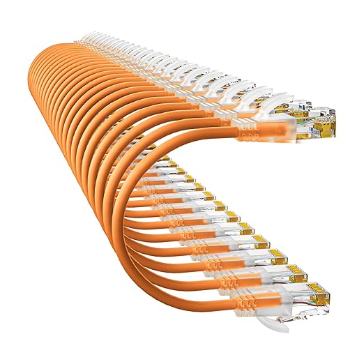 Cat6a Patch Cables 3ft (24 Pack) Slim, Cat6 Ethernet Patch Cable Pure Copper, Flexible Cat 6 Patch Cable 550MHZ 10G, Space-Saving Cat 6A Network Cables for Patch Panel, Orange