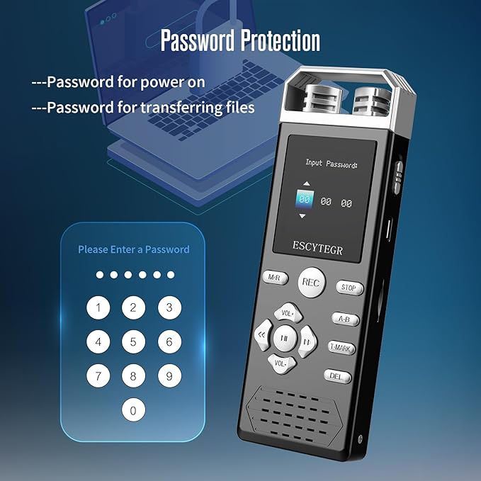 80GB Digital Voice Activated Recorder 1536KBPS Audio Voice Recorder with Playback Recording Device Dictaphone Sound Tape Recorder with Password Protection for Lectures,Meetings