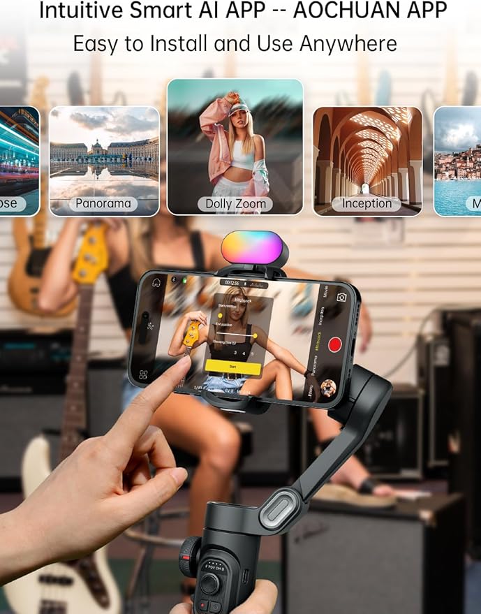 Gimbal stabilizer for Smartphone,Gesture Control/face Tracking,Magnetic Fill Light,Foldable Handheld Phone Gimbal,3-axis stabilizer TikTok YouTube Vlog Recording XE kit