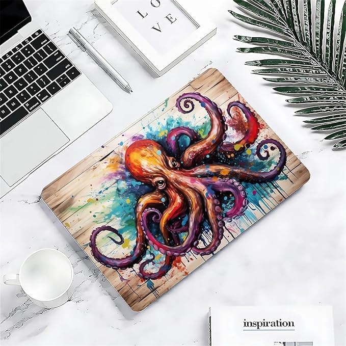Compatible with MacBook Air 13.3 13.6 Inch Case 2022 2021 2020 2019 Plastic Hard Shell Case Cover,13.3 Air (A1932/A2179/A2337), Octopus