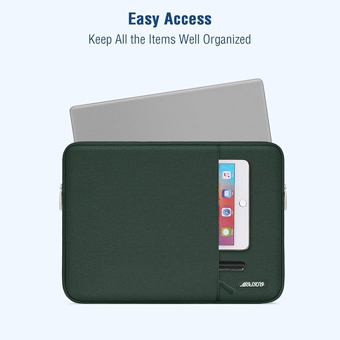 MOSISO Laptop Case 16 inch, 15-15.6 inch Laptop Sleeve Compatible with MacBook Pro 16 M4 M3 M2 M1, HP Acer Dell Lenovo ASUS Notebook, Polyester Vertical Computer Sleeve Bag with Pocket, Midnight Green