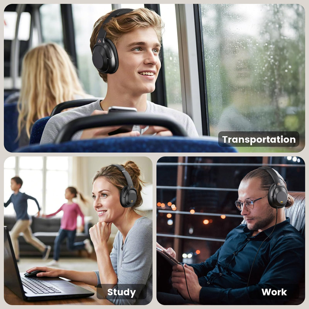 Riibox Y7Pro Hybrid Active Noise Cancelling Headphones for Airplane Travel