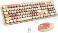 KNOWSQT Wireless Keyboard and Mouse Combo - MilkTea Colorful 2.4G Typewriter Full-Size Cute Keyboards - USB Receiver Plug and Play, for Computer, PC, Laptop, Desktop, Windows