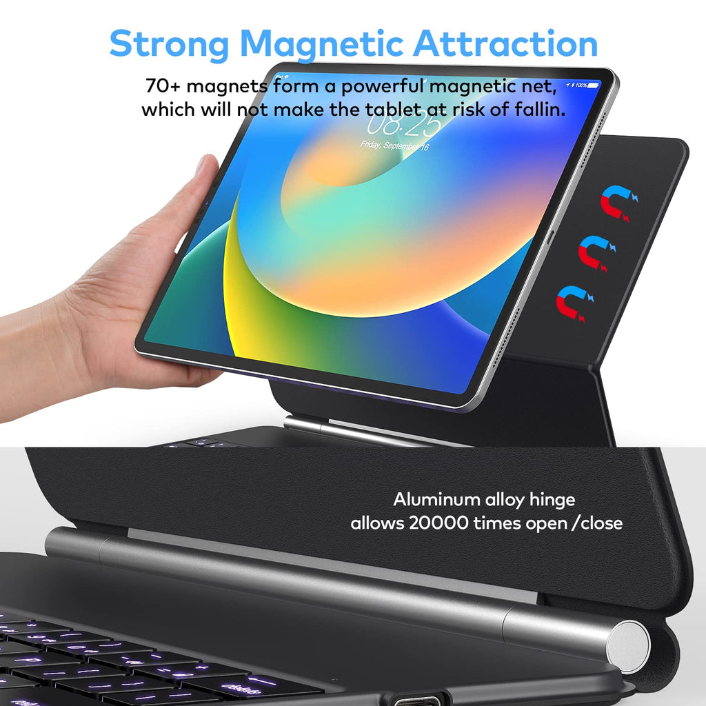 Keyboard Case for iPad Air 11-inch (M4 2026/M3 2025/M2 2024) & iPad Pro 11 inch(1st/2nd/3rd/4th Generation)–Magic-Style Magnetic Keyboard Case with Multi-Touch Trackpad for 10.9” iPad Air 4th/5th Gen.