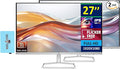HP Series 5 527sw 27" 300 nits IPS FHD Monitor (Replaces M27FW) Adjustable Tilt, Flicker Free, Anti-glare, Ultra-thin, Low-Blue Light Filter, 1x HDMI, White/Silver w/DKZ Hub USB Port Expander (2 Pack)