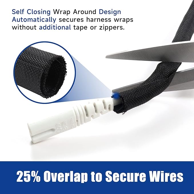 Wire Split Loom Wrap Cable Management Sleeves Automotive Black Woven Mesh Protector Tubing (5/16" - 28 Feet)