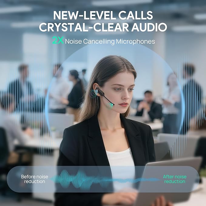 Yealink Wireless DECT Headset WH63 E2,Teams Certified,Single Ear (Mono) Convertible Headset,Connects to Desk Phone&Computer,Noise Canceling Microphone,3 Wearing Styles