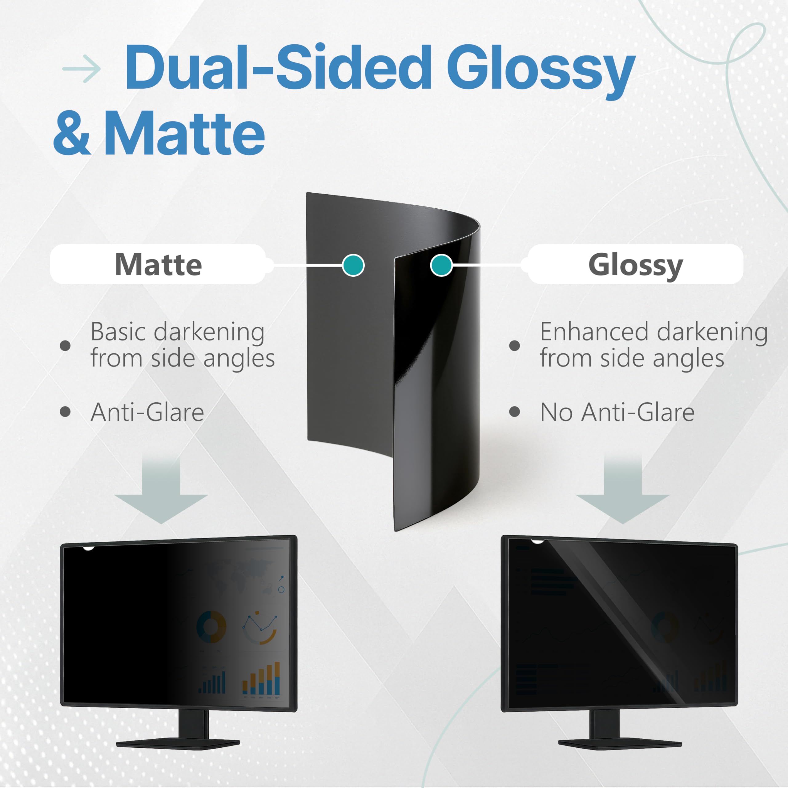 VINTEZ [2 Pack] 23.8 Inch 16:9 Privacy Screen for Computer Monitor and Laptop - Anti Glare Protector Film Blue Light Filter Eye Protection - Computer Screen Privacy Shield