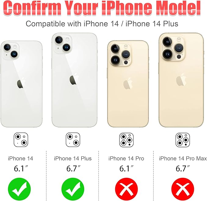 AGVEE 3+3 for iPhone 14 6.1" / 14 Plus 6.7" Camera Lens Protector, Bling Diamond & Bling Glitter Metal Ring 9H Tempered HD Glass Camera Protector Cover Film, Bling-Silver