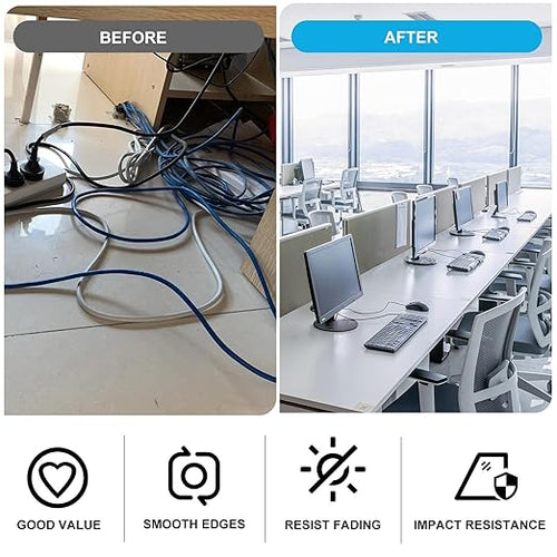 1-3/8" White Desk Grommet with Bi-Metal Hole Saw, JTemgle Plastic Cable Hole Cover Computer Table Cord Wire Organizer Caps, Desktop Cord Management for Home Office TV Stands Tabletops, 7 Pieces
