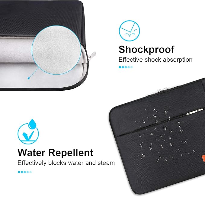 Lacdo 14 Inch Laptop Sleeve Case Computer Bag for HP Lenovo Dell ASUS Acer Chromebook 14 / HP Stream 14 / Dell Inspiron 14 / Lenovo IdeaPad 14 / Acer Spin 3 / ASUS ZenBook 14, Water-Resistant, Black