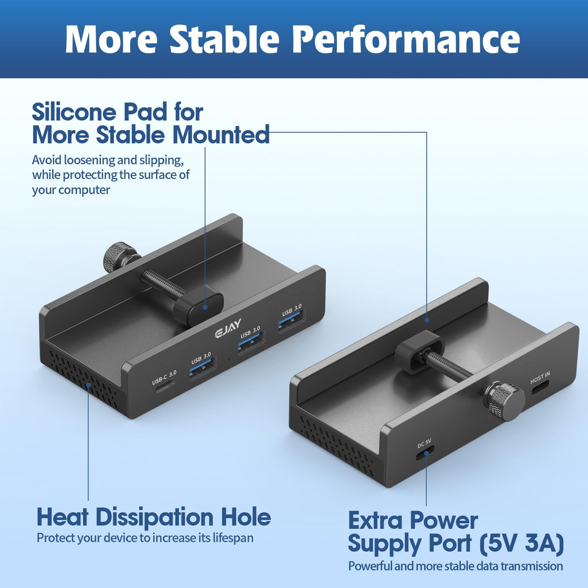 EJAY Desk Mount USB Hub (3A1C)