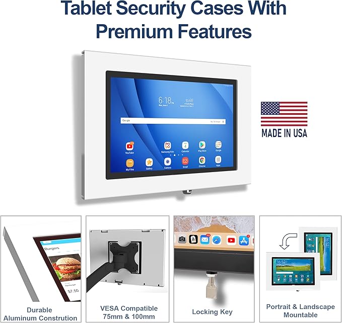 TABcare Locking Anti-Theft Metal Case for Samsung Galaxy TAB 3 4 10.1" Tablet for Kiosk, POS, Store, Show Display, Time Clock (TAB 3/4 10.1, Black)