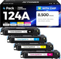 124A Toner Cartridge Set 4-Pack High Yield Replacement for 124A Q6000A Q6001A Q6002A Q6003A Compatible with Color Laserjet MFP CM1015 CM1017 1600 2600n 2605 2605dn 2605dtn Printer Ink Black Copy
