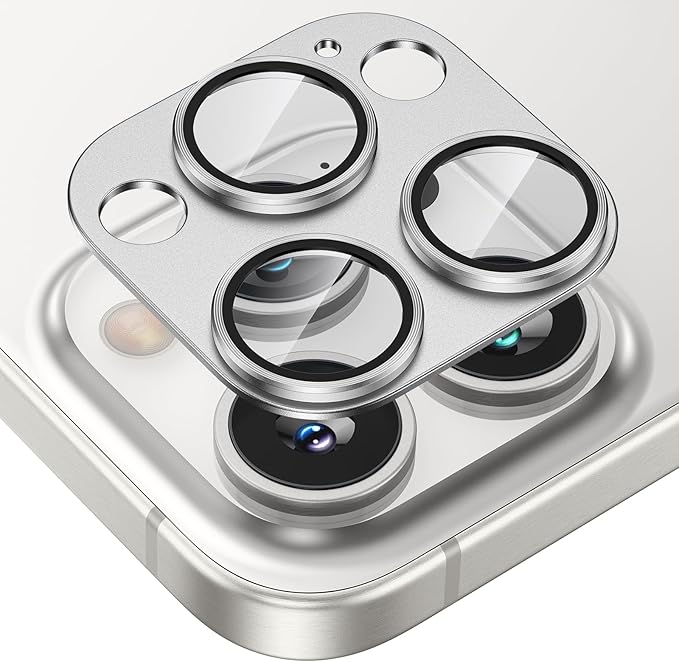 Tensea for iPhone 16 Pro/iPhone 16 Pro Max/iPhone 15 Pro/iPhone 15 Pro Max Camera Lens Protector, Metal Aluminum Alloy Tempered Glass Cover Camera Screen Protector Accessories, Case Friendly