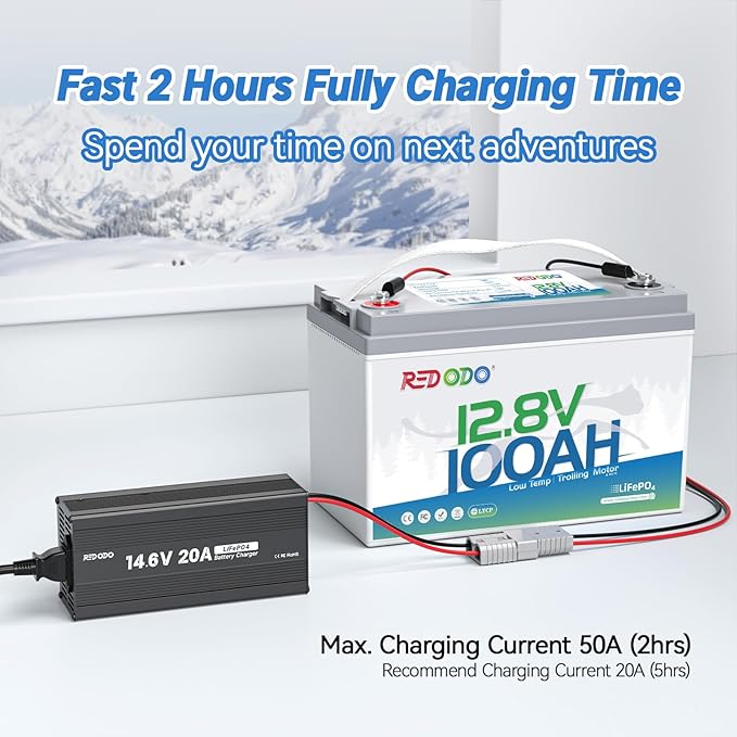 Redodo 12V 100Ah LiFePO4 Battery, Low Temperature Protection, Trolling Motor Battery Group 31 Lithium Battery Built in Upgraded 100A BMS, Ideal for Marine, Boat, RV, Solar and Off Grid