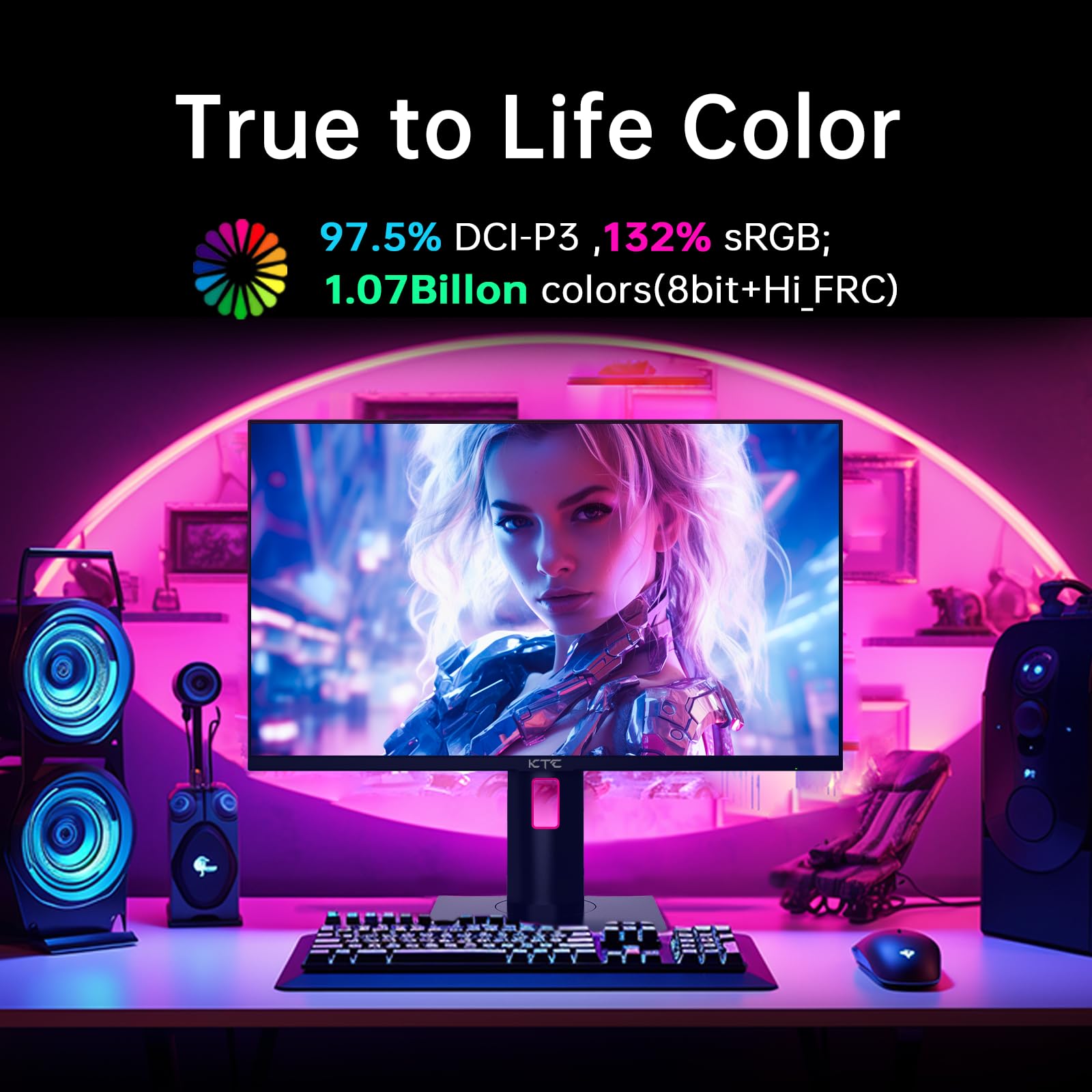 KTC 27" 4K UHD 144Hz Gaming Monitor - Fast IPS Panel 160Hz 1ms GTG, HDR400 132% sRGB, HDMI2.1/DP1.4, VESA Mount, Height/Tilt/Pivot/Swivel Stand, Vertical Monitor Ideal for Gamers, Designers