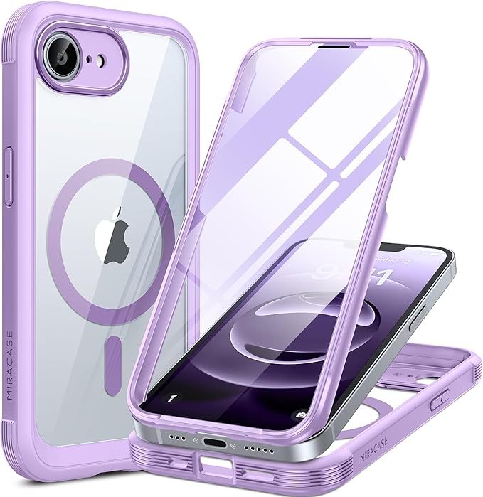 Miracase for iPhone 16 Case 6.1'', [Bubble Free] Full-Body Bumper Phone case with Built-in Full Glass Screen &Camera Control,No Gap,Compatible with MagSafe,Drop Proof 16 Cover