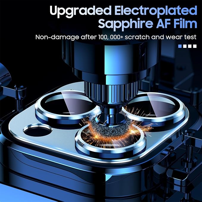 Uyiton for iPhone 13 Pro/iPhone 13 Pro Max Camera Lens Protector, [Strong Adsorption] [Drop Protection] Metal Ring Tempered Glass Rear Camera Screen Cover - Blue