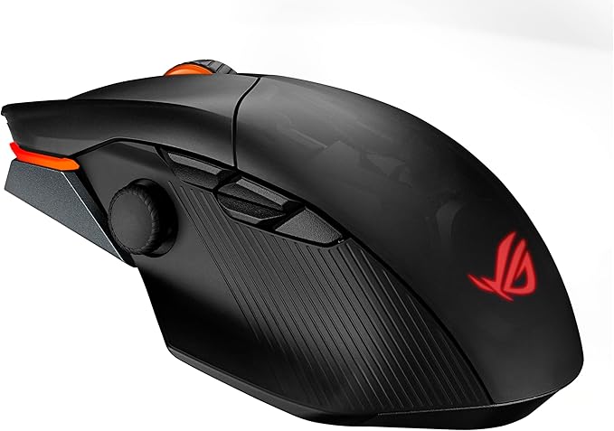 ASUS ROG Chakram X Origin Gaming Mouse, Tri-Mode connectivity (2.4GHz RF, Bluetooth, Wired), 36000 DPI Sensor, 11 programmable Buttons, Detachable Joystick, Paracord Cable, Black