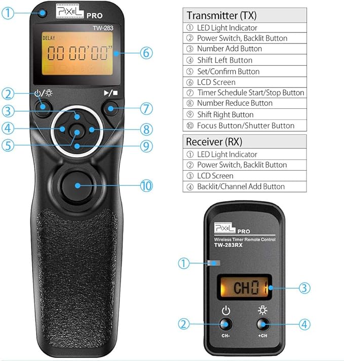 Remote Shutter Release Compatible for Sony, PIXEL TW-283 S1 Wireless Remote Release Cable Timer Remote Control Compatible for Sony Cameras