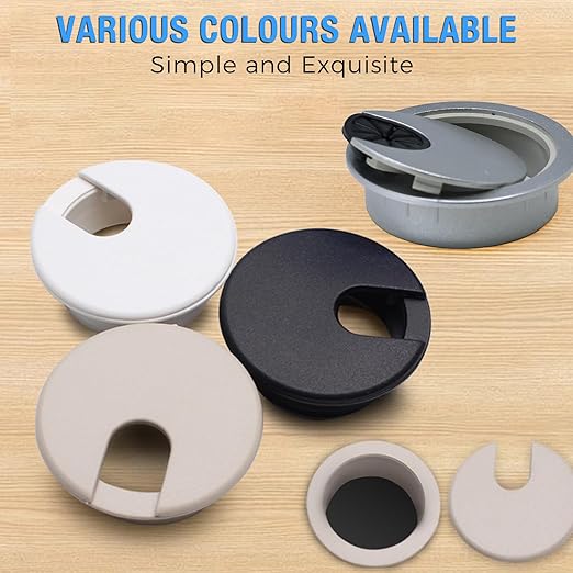 Desk Grommet 2-3/8" (60 mm), Desk Cord Hole Cover, Cable Grommet ABS Plastic, Desk Hole Grommet for Office and Home Table Cable, Detachable Cable Cord Organizer (Silver Sand 2 Pcs)