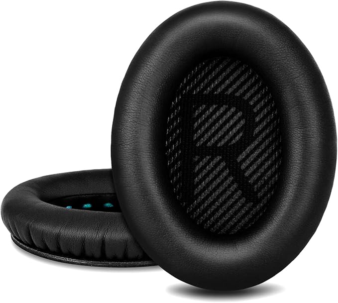 Professional Replacement Ear Pads for Bose QuietComfort 35 QC15 QC25 QC2 QC35/ Ae2 Ae2i Ae2w SoundTrue & SoundLink Over-Ear/Around-Ear Headphones/Soft Protein Leather (Black)