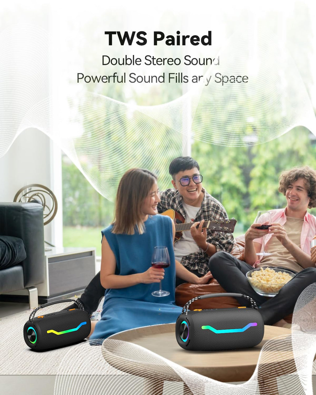 PUREMIC Portable Bluetooth Speaker with Light, Waterproof Karaoke Machine for Adults & Kids, Loud Sound and Deep Bass, Up to 8H Playtime, Support Bluetooth/AUX/USB for Home, Party, Outdoor and Travel