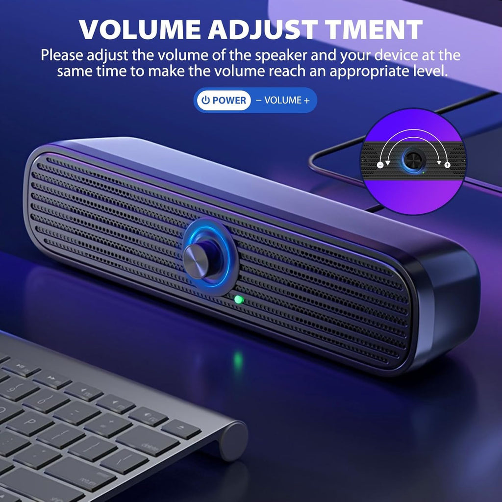 1Mii 3.5mm Computer Speakers for Desktop Laptop Tablet with Volume Control