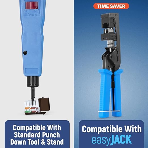 Everest 90° Angled RJ45 Cat6 Keystone Jacks 20-Pack in Brown - Slim Profile Female RJ45 Connectors - Cat 6 Keystone Jack - Compatible with 90° Angled Speed Termination Tool - easyJACK (B094WB91H3)