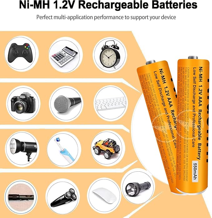 8 Pack NI-MH AAA Rechargeable Battery for Panasonic, 1.2V 550mah AAA Rechargeable Batteries for Panasonic Cordless Phones Handset, Remote Controls, Electronics