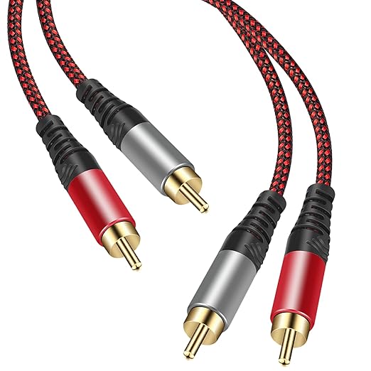 RCA Cable 25Ft,2Rca Male to 2-RCA Male Audio Stereo Subwoofer Cable [Hi-Fi Sound] Nylon-Braided Auxiliary Audio Cord for Home Theater, HDTV, Amplifiers, Hi-Fi Systems,Speakers and etc (25Ft)