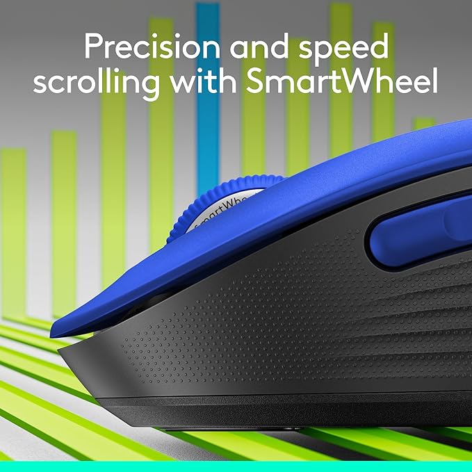 Logitech Wireless Mouse Signature M650 L Full Size - Large Hands, 2-Year Battery, Silent Clicks, Customizable Buttons, Bluetooth, PC/Mac/Chromebook - Classic Blue, Right-Handed, Large