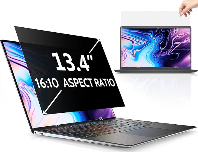 13.4 Inch Laptop Privacy Screen Compatible With Lenovo Hp Dell Acer Asus Thinkpad Envy Xps, 16:10 Aspect Removable Anti Glare Blue Light Filter Protector, 13 In Computer Monitor Security Shield