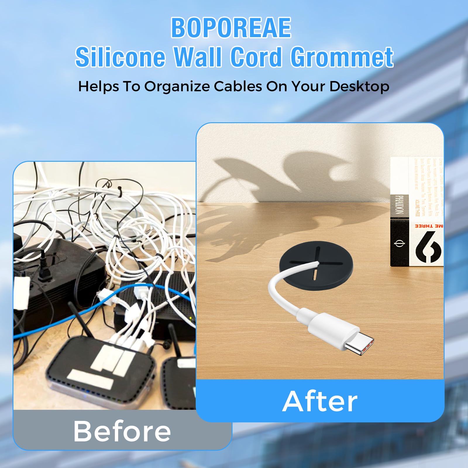 BOPOREAE Desk Grommet, 3/4 in 20 mm White 15 Pcs Silicone Rubber Grommets