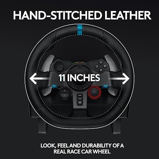 Logitech G29 Driving Force Racing Wheel and Floor Pedals, Real Force Feedback, Stainless Steel Paddle Shifters, Leather Steering Wheel Cover for PS5, PS4, PC, Mac - Black