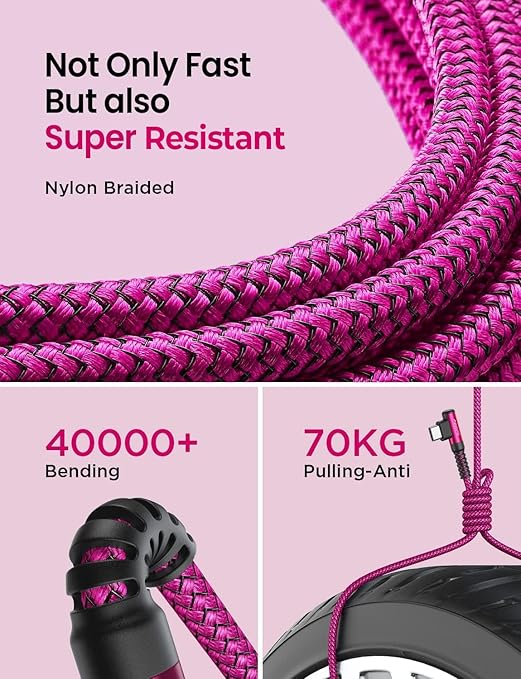 AINOPE USB C Cable [4-Pack, 3.1A] Type C Charger Fast Charging, Right Angle [10/6.6/3.3/3.3ft] USB A to USB C Cable Nylon Braided Compatible with Galaxy S22 S10 Plus S21 S20, Note 10, LG Google Pixel