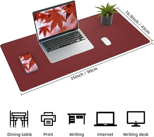 AFIING Cork Desk Mat, 35.4" x 17", Red,Desk pad Protector