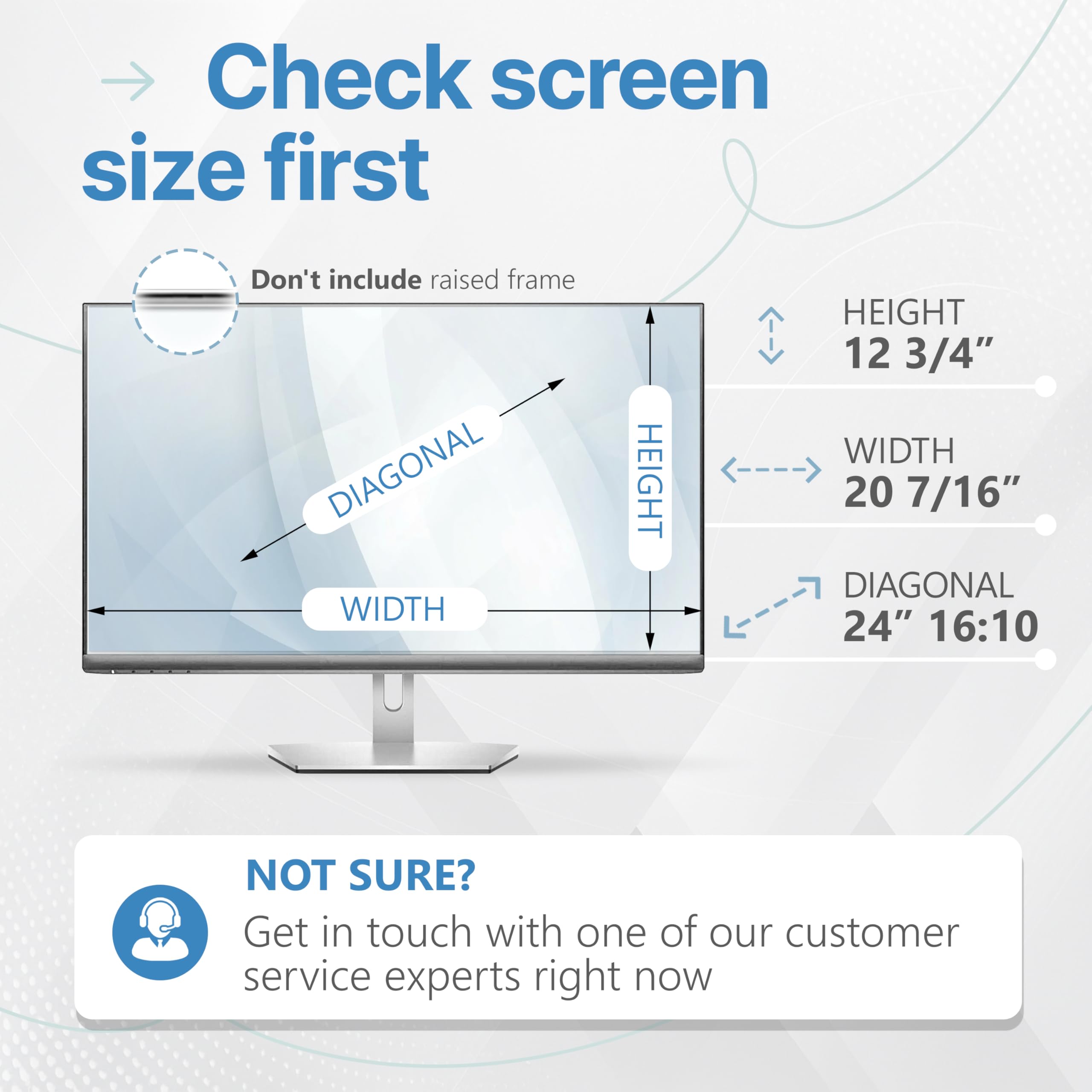 VINTEZ 24 Inch 16:10 Privacy Screen for Computer Monitor and Laptop - Anti Glare Protector Film Blue Light Filter Eye Protection - Computer Screen Privacy Shield, [1 Pack]