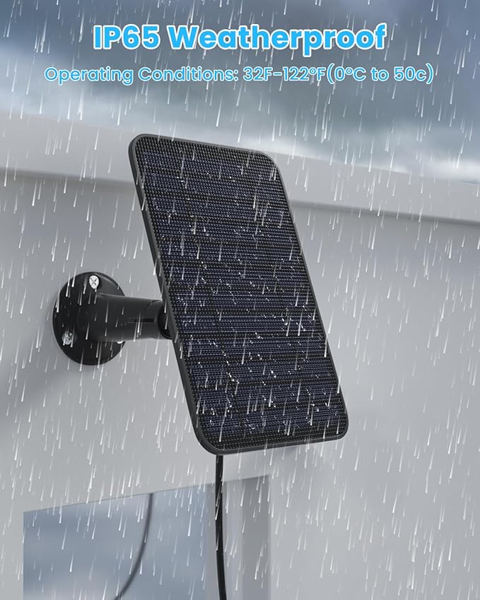 5W Solar Panel for Blink Camera Outdoor, Solar Panel Charger with Battery Compatible with New Blink Outdoor 4 (4th Gen) Camera, with 13.1ft Cable, IP65 Weatherproof, Includes Secure Wall Mount, 3 Pack