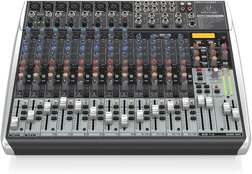 Behringer XENYX QX2222USB Premium 22-Input 2/2-Bus Mixer with XENYX Mic Preamps and Compressors, Klark Teknik Multi-FX Processor, Wireless Option and USB/Audio Interface