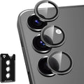for Samsung Galaxy S25 Camera Lens Protector, Individual Metal Ring Tempered Glass Lens Cover, [Strong Adsorption] Scratch Resistant Ultra-Thin HD Clear Lens Cover, 1 Set-Black