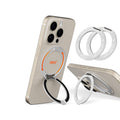 COOLQO 2Pcs 360 Spin Cell Grip Ring Phone Stand [Upgrade Gear Hinge Stress Relief] Magnetic Holders for Your car Accessories Desk Mount Compatible with iPhone All Smartphone, Glitter Silver