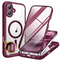 Miracase Magnetic for iPhone 16 Plus Case Full-Body Phone with Built-in Glass Screen Protector, [Compatible with MagSafe] Military Drop Proof 16 Plus Cover 6.7 inch, Plum