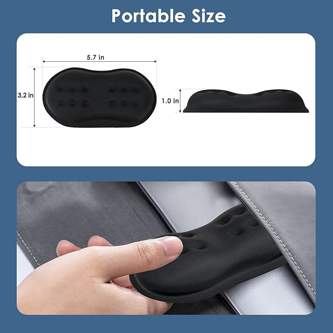 VANKEY Mouse Wrist Rest, Desk Wrist Pad for Mouse, Comfortable Computer Mouse Wrist Support, Ergonomic Wrist Rest with Memory Foam Fillings, Non-Slip Base (Black)