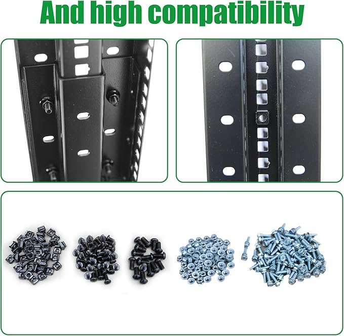 27U Server Rack/4-Post 19in Network Rack/Open Frame Rack with Wheels, Heavy-Duty Frame Cabinet/Adjustable Depth 15.75-13.75in GLOBALRACK(4POST-600-27U)