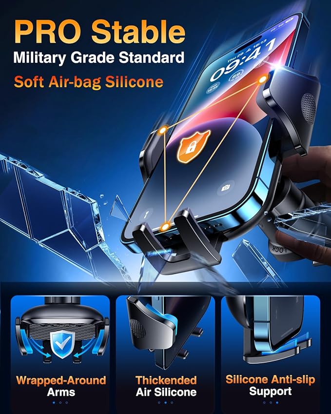 VANMASS 2026 Phone Holders for Your Car Ultimate Military-Grade Car Phone Holder Mount【Patent & Safety Certs】Upgraded Shockproof Truck Air Vent Phone Mount for iPhone 17 Pro Max 16 15 Samsung Android
