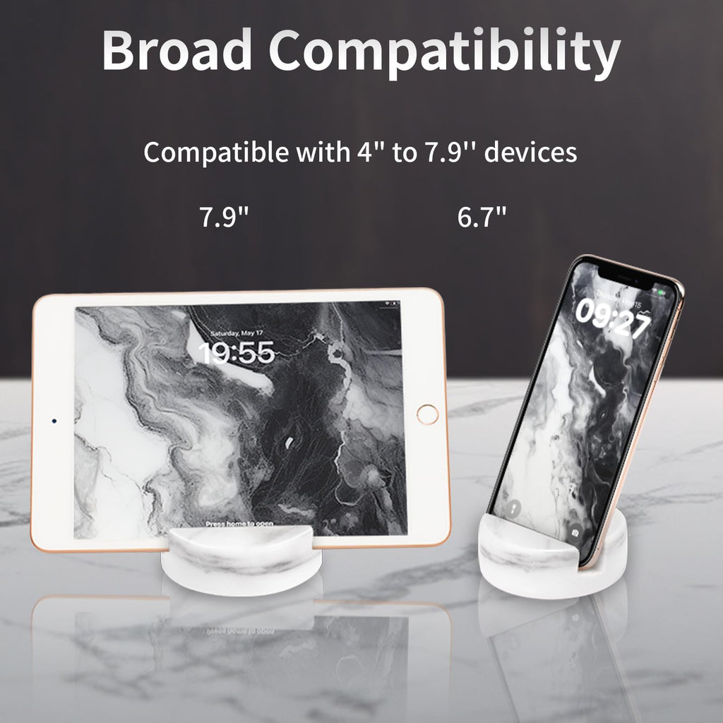 ZJL Marble Phone Stand for Desk - Cell Phone Holder for Nightstand Office Decor Telephone Boho White Marble Kitchen Accessories